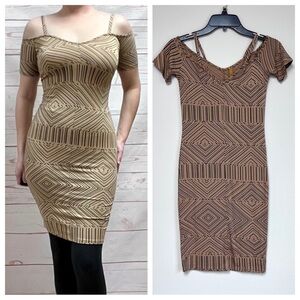 Rachel Pally Aztec Cold Shoulder Stretch Jersey Southwestern Bodycon Dress